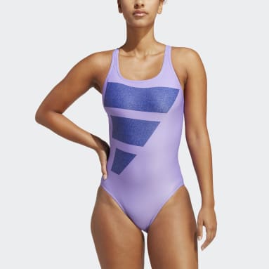 Maillot de bain graphique Big Bars Violet Femmes Natation