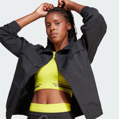 Women Gym & Training Black 스텔라 트루캐주얼 우븐 솔리드 트랙 재킷
