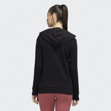 Women Training Black 3 STRIPES FRENCH TERRY FULLZIP HOODED TRACKJACKET