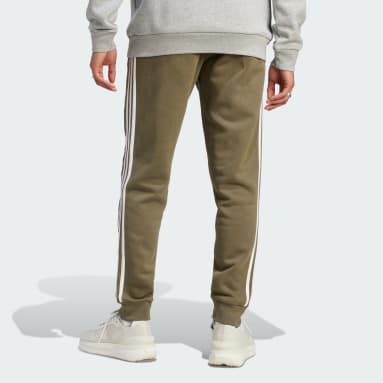 Men Sportswear Green Essentials Fleece 3-Stripes Tapered Cuff Pants