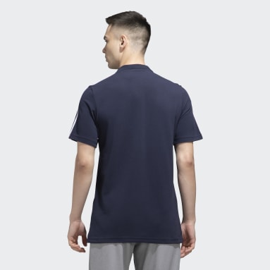 Men Training Blue 3 STRIPES POLO TEE