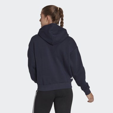 Chaqueta con capucha Essentials Pinstripe Block Fleece Loose Fit Azul Mujer Sportswear