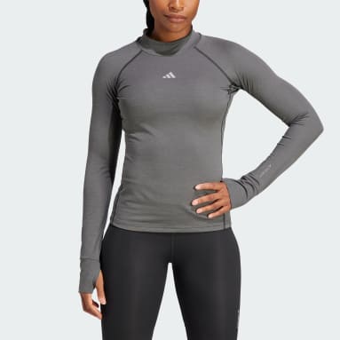 Kvinder Fitness Og Træning Sort Techfit AEROREADY Warm Long Sleeve træningsoverdel