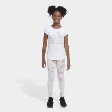 Youth 8-16 Years Lifestyle White Allover Print 7/8 Cotton Tights