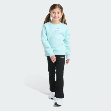 2-Piece Long Sleeve Crewneck Fleece Pullover & Ribbed Flare Pant Set