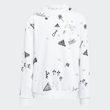 Sweat-shirt ras-du-cou imprimé intégral Brand Love Enfants Blanc Filles Sportswear