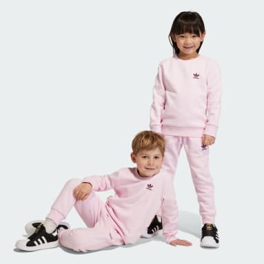 เด็ก Originals สีชมพู ชุดเสื้อคอกลมและกางเกง Adicolor