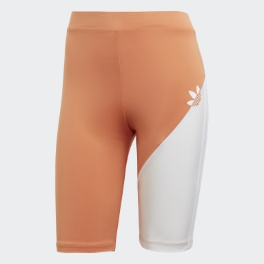 Women Gym & Training Orange Adicolor Sliced Trefoil Short Tights