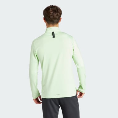 Men Training Green Workout Quarter-Zip Track Top