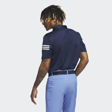 Men Golf Blue 3-Stripes Golf Polo Shirt