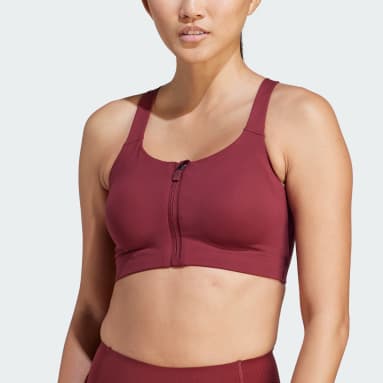 Women Training Burgundy TLRD 임팩트 럭스 하이 서포트 집 브라