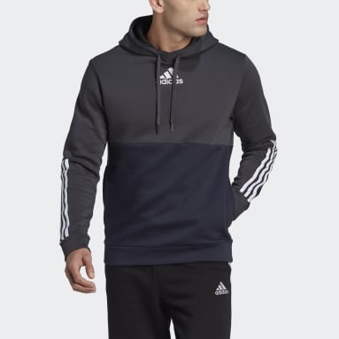 Men Sportswear Grey Essentials Colorblock Fleece Hoodie