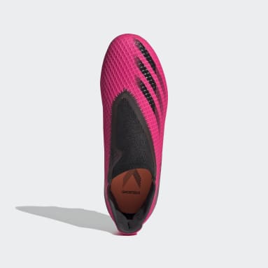 Children Soccer Pink X Ghosted.3 Laceless Firm Ground Cleats