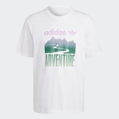 Polera adidas Adventure Mountain Logo Blanco Hombre Originals