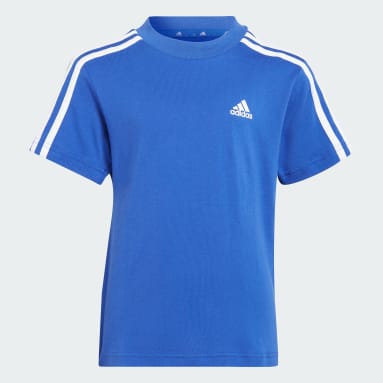 Kids sportswear Blue Essentials 3-Stripes Tee and Shorts Set