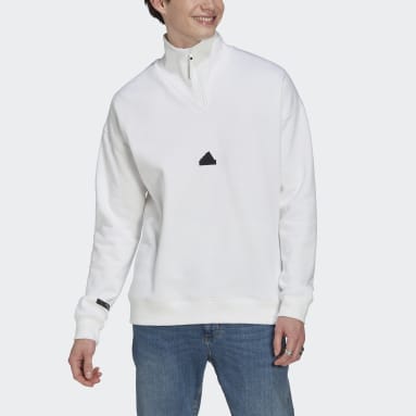Men Sportswear White 1/4 Zip Sweatshirt