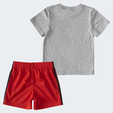 Infant & Toddler Training Grey Cotton Graphic Tee and Shorts Set