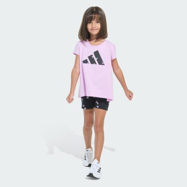 Two-Piece Back Pleat Tee and Bike Shorts Set