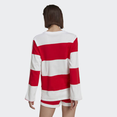Striped Long Sleeve Sweatshirt Czerwony