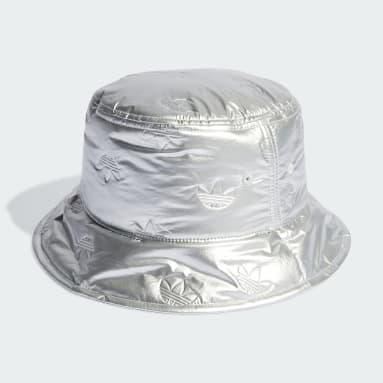 Kapelusz Puffy Satin Bucket Srebrny