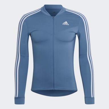 Maillot de Ciclismo Manga Larga Letras Azul Hombre Ciclismo