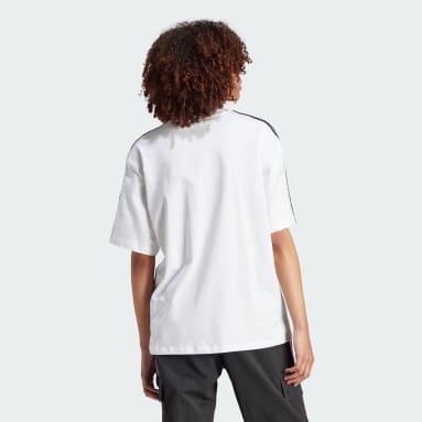 T-shirt logo col en V Blanc Femmes Originals