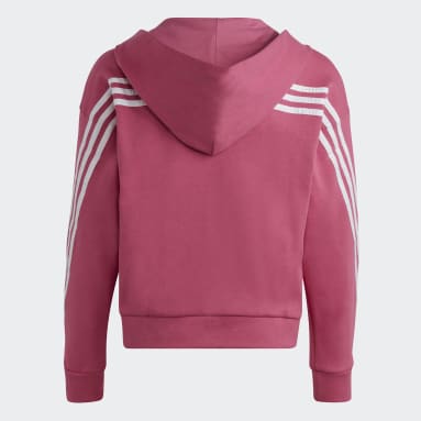 Girls Sportswear Pink Future Icons 3-Stripes Full-Zip hættetrøje