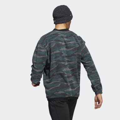 Men Golf Black Texture-Print Crew Sweatshirt