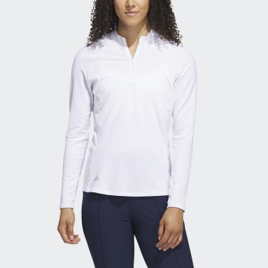 Quarter-Zip Long Sleeve Golf Poloskjorte Hvit