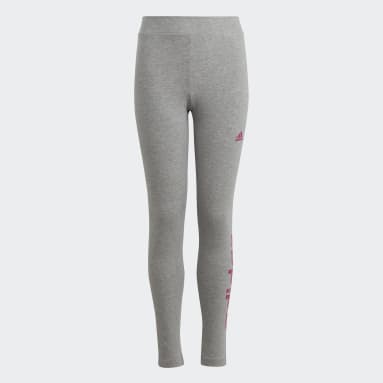 Calzas Essentials Logo Linear Tiro Medio Gris Niña Sportswear