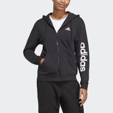 Sudadera con Gorro Essentials Linear Felpa Francesa con Cierre Frontal Negro Mujer essentials