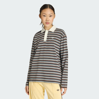 스트라이프 오버사이즈 롱 슬리브 폴로 셔츠