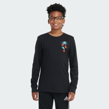 Youth Training Black Long Sleeve Checks Layered Tee
