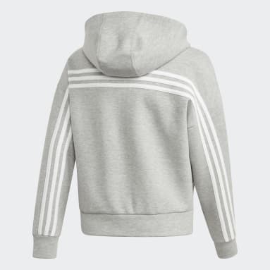 Chaqueta con capucha Must Haves 3 bandas Gris Niña Sportswear