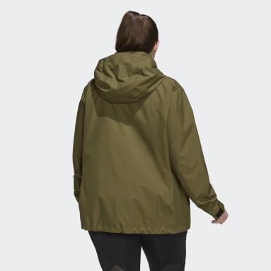 Dames TERREX groen Terrex Multi RAIN.RDY Dubbellaags Regenjack (Grote Maat)
