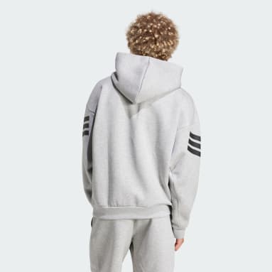 Adidas originals hoodie mit logo-streifen - mittelgrau meliert top