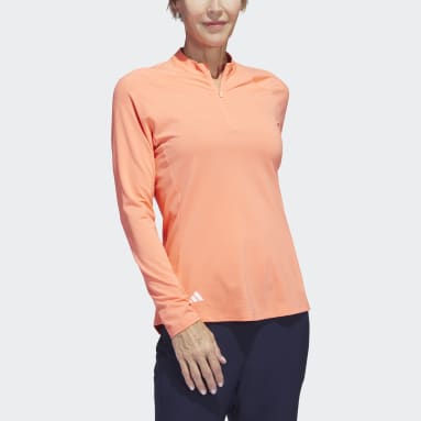 Γυναίκες Γκολφ Πορτοκαλί Quarter-Zip Long Sleeve Golf Polo Shirt