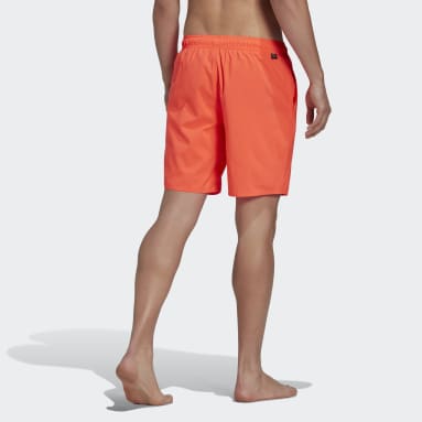 Men Swimming Red Classic-Length Solid Swim Shorts