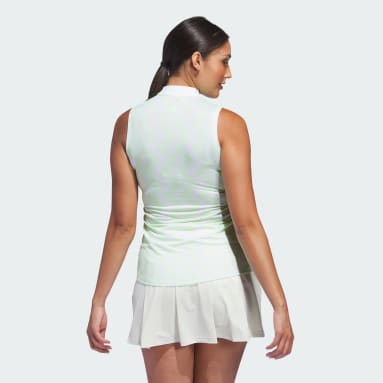 Women Golf White Ultimate365 Ottoman Printed Sleeveless Polo Shirt