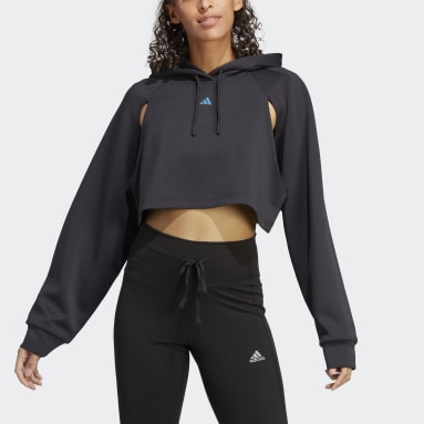 Camisola Curta com Capuz para HIIT AEROREADY Preto Mulher Ginásio E Treino