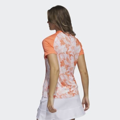 Women Golf Orange Women's Floral Golf Polo Shirt