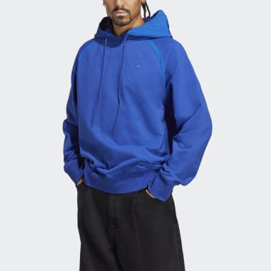 Polerón con Capucha Premium Essentials Nylon Arrugado Azul Hombre Originals