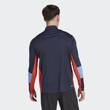 Maglia da allenamento Colorblock Quarter-Zip Long Sleeve Blu Uomo Fitness & Training