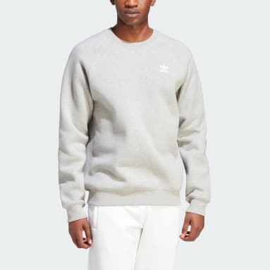 Heren Originals grijs Trefoil Essentials Sweatshirt met Ronde Hals