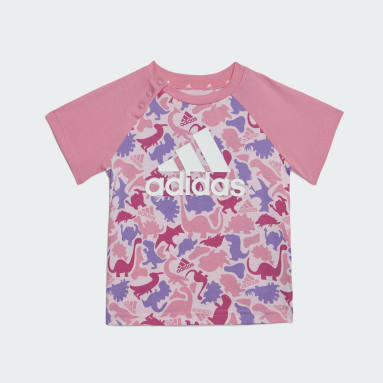 Conjunto Estampado de Playera y Shorts Dino Camuflaje Rosa Niño Sportswear