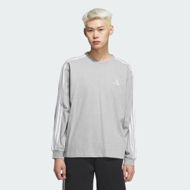 エッセンシャルズ プラス ルーズフィット スリーストライプス 長袖Tシャツ