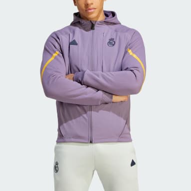 Muži Futbal fialová Mikina s kapucňou Real Madrid Designed for Gameday Full-Zip