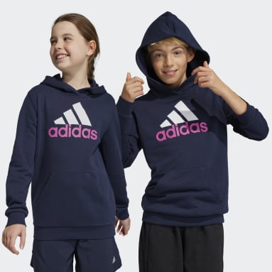Youth 8-16 Years Sportswear Blue Essentials Two-Colored Big Logo Cotton Hoodie