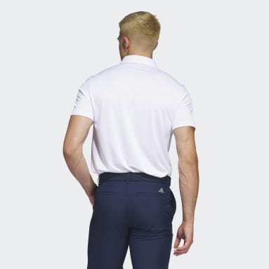 Men Golf White Chest-Print Golf Polo Shirt