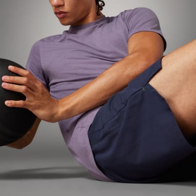 Men Training Blue Workout Knurling Shorts